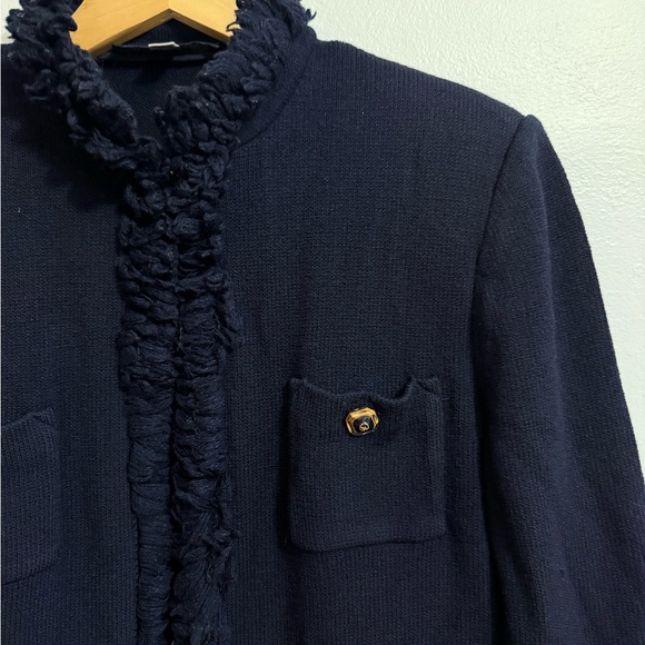 St. John Basics Santana Knit Rockstar Fringe Jacket - Picture 7 of 8